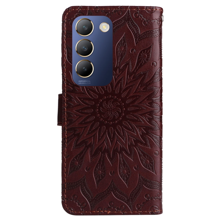 For vivo V40 SE 5G / Y100 IDN Embossed Sunflower Pattern Flip Leather Phone Case
