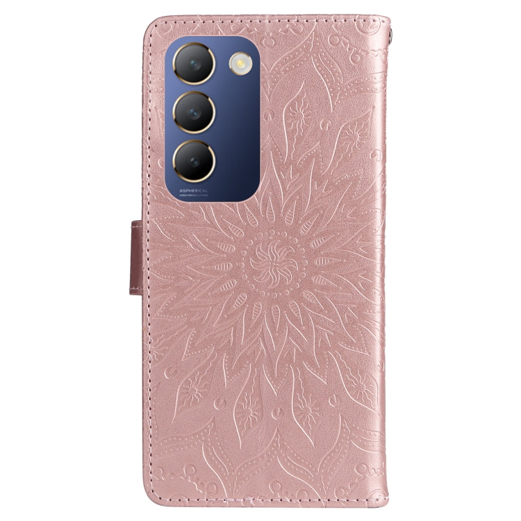 For vivo V40 SE 5G / Y100 IDN Embossed Sunflower Pattern Flip Leather Phone Case