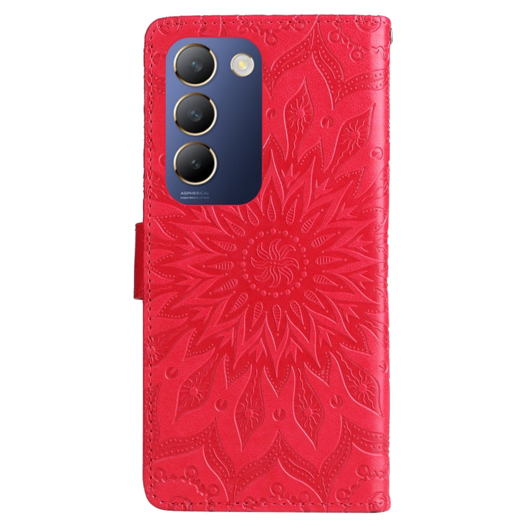 For vivo V40 SE 5G / Y100 IDN Embossed Sunflower Pattern Flip Leather Phone Case