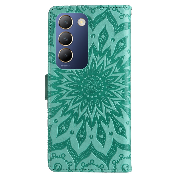 For vivo V40 SE 5G / Y100 IDN Embossed Sunflower Pattern Flip Leather Phone Case