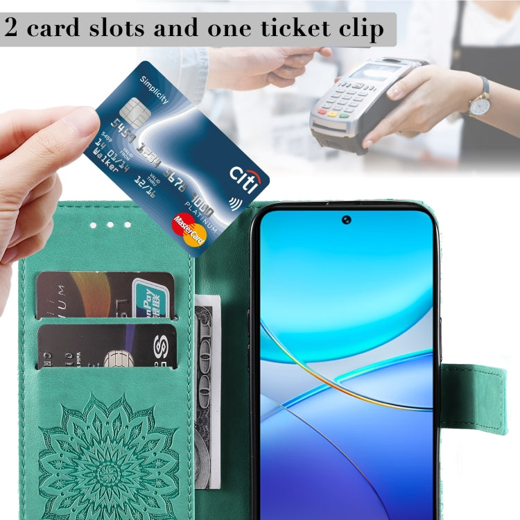 For vivo V40 SE 5G / Y100 IDN Embossed Sunflower Pattern Flip Leather Phone Case