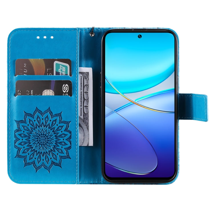 For vivo V40 SE 5G / Y100 IDN Embossed Sunflower Pattern Flip Leather Phone Case