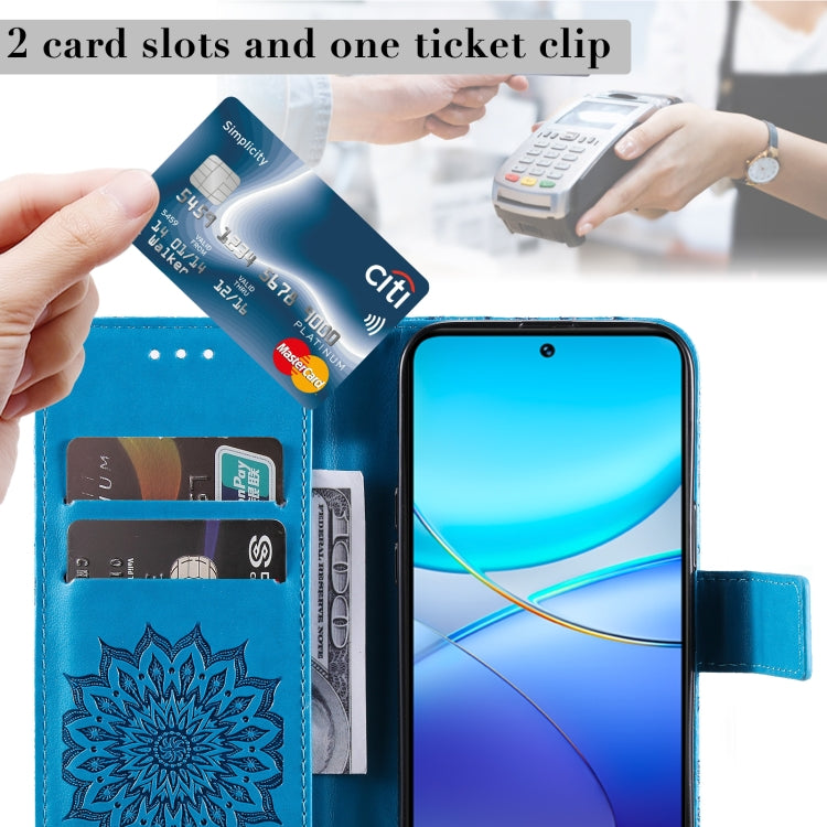 For vivo V40 SE 5G / Y100 IDN Embossed Sunflower Pattern Flip Leather Phone Case