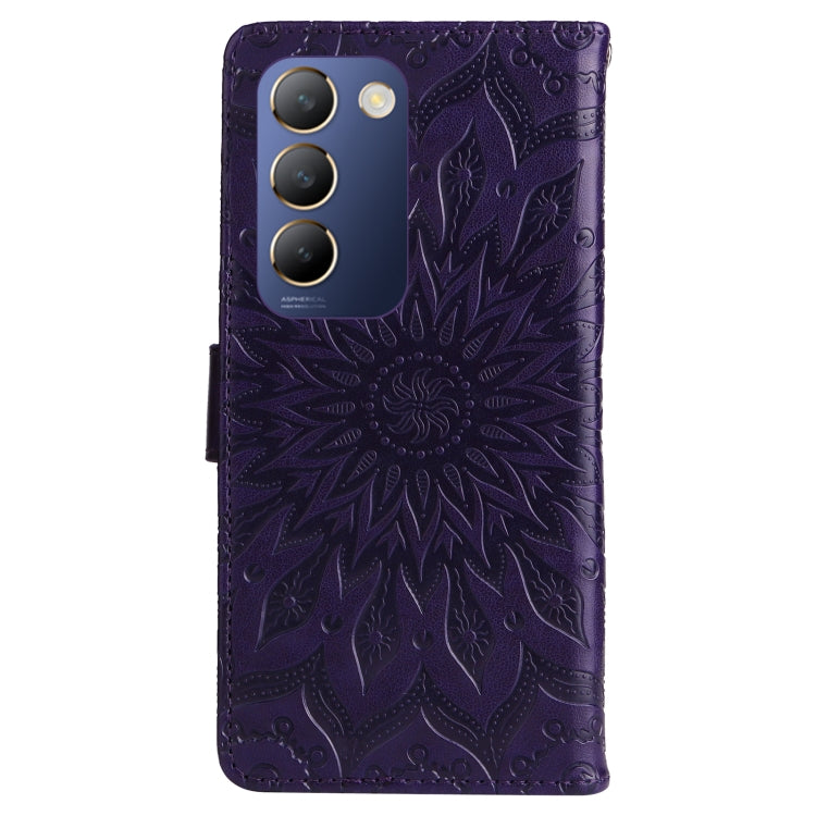 For vivo Y200e 5G Global / V30 Lite India Embossed Sunflower Pattern Flip Leather Phone Case