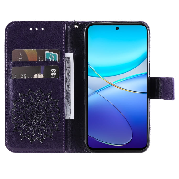 For vivo Y200e 5G Global / V30 Lite India Embossed Sunflower Pattern Flip Leather Phone Case