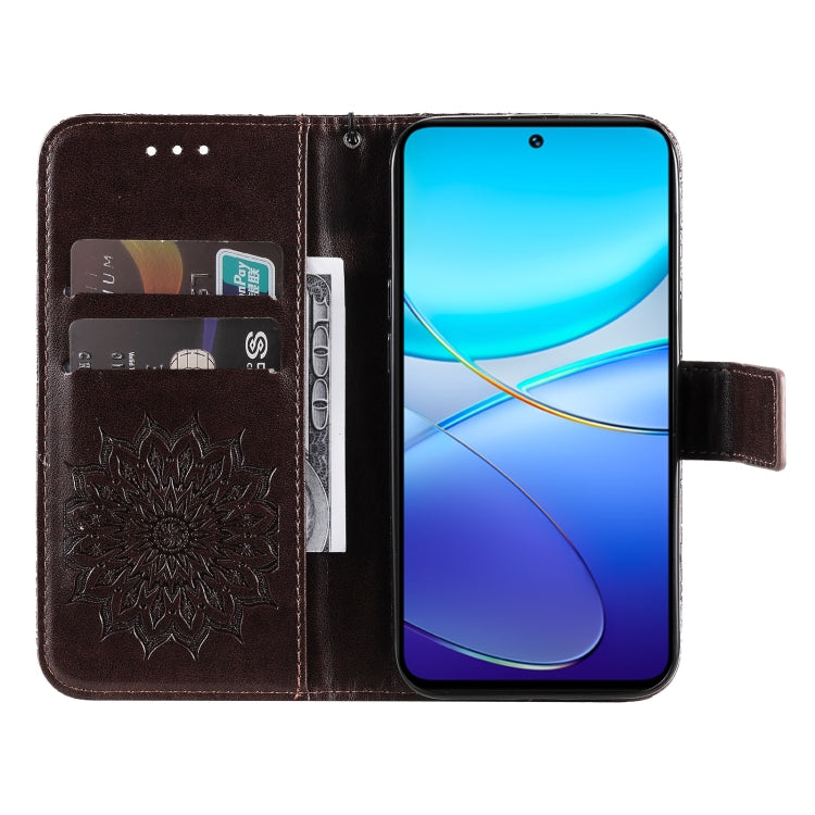 For vivo Y200e 5G Global / V30 Lite India Embossed Sunflower Pattern Flip Leather Phone Case