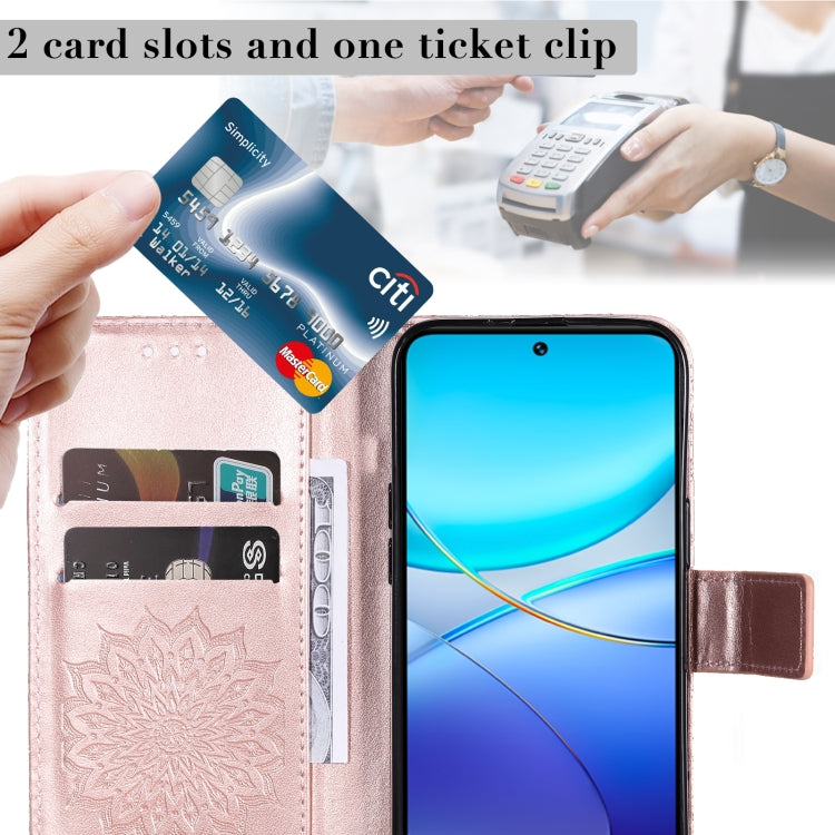 For vivo Y200e 5G Global / V30 Lite India Embossed Sunflower Pattern Flip Leather Phone Case