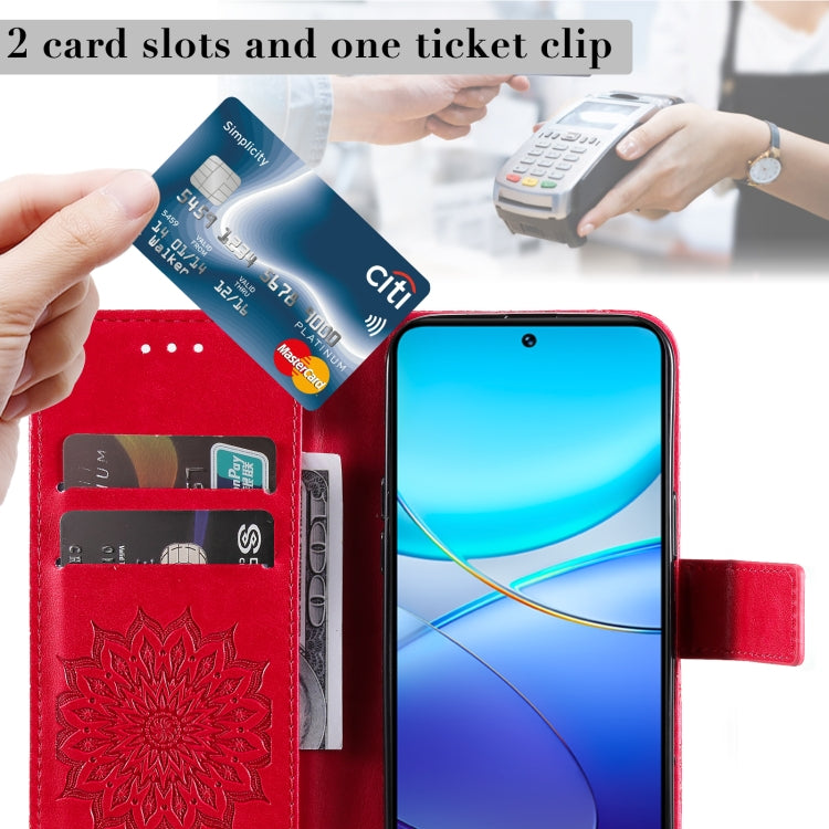 For vivo Y200e 5G Global / V30 Lite India Embossed Sunflower Pattern Flip Leather Phone Case