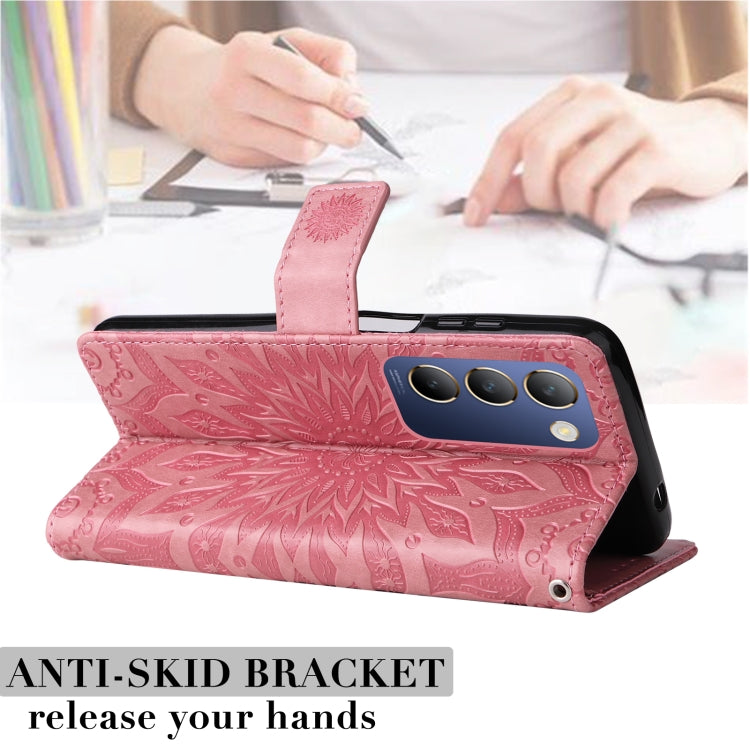 For vivo Y200e 5G Global / V30 Lite India Embossed Sunflower Pattern Flip Leather Phone Case