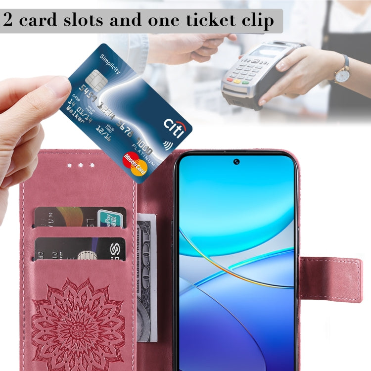 For vivo Y200e 5G Global / V30 Lite India Embossed Sunflower Pattern Flip Leather Phone Case