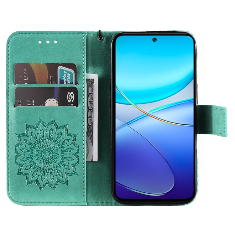 For vivo Y200e 5G Global / V30 Lite India Embossed Sunflower Pattern Flip Leather Phone Case