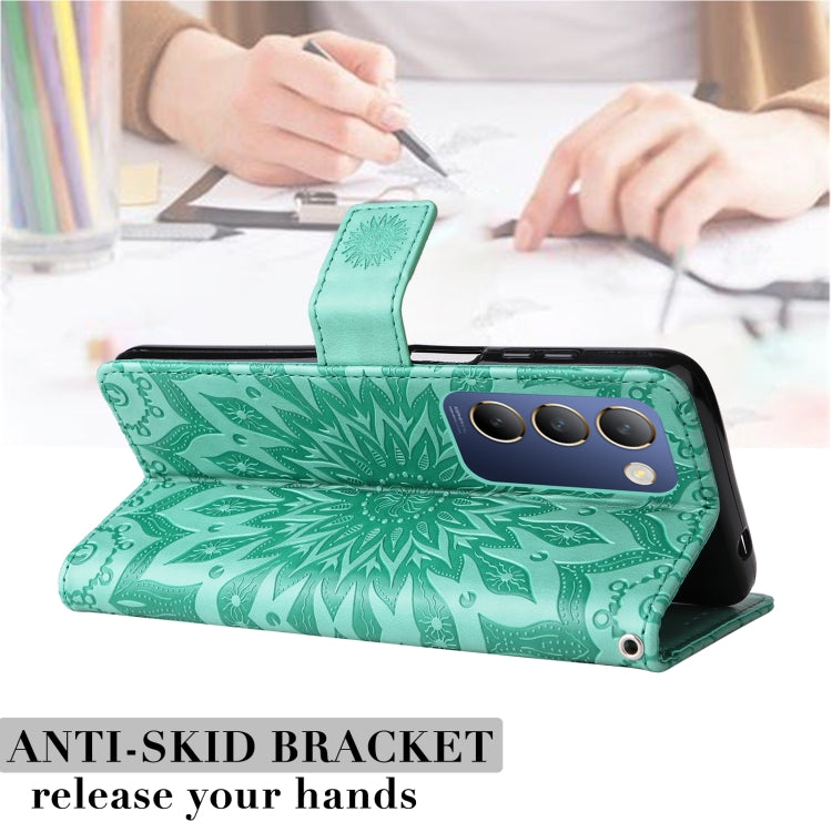 For vivo Y200e 5G Global / V30 Lite India Embossed Sunflower Pattern Flip Leather Phone Case