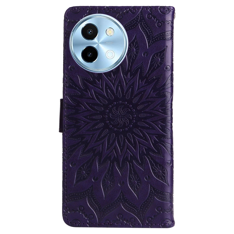 For vivo Y38 / Y200i / T3x Global Embossed Sunflower Pattern Flip Leather Phone Case