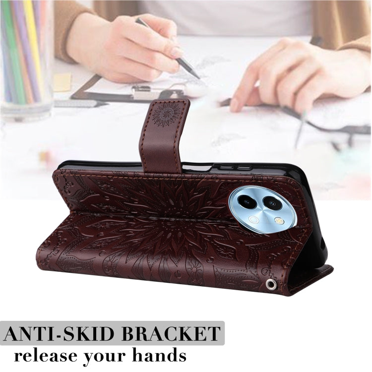 For vivo Y38 / Y200i / T3x Global Embossed Sunflower Pattern Flip Leather Phone Case