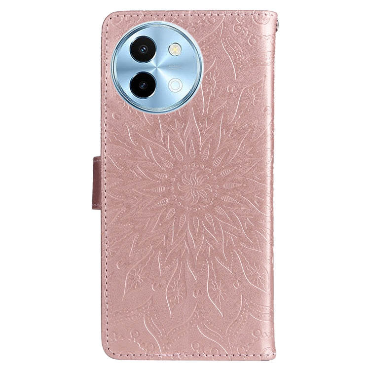 For vivo Y38 / Y200i / T3x Global Embossed Sunflower Pattern Flip Leather Phone Case