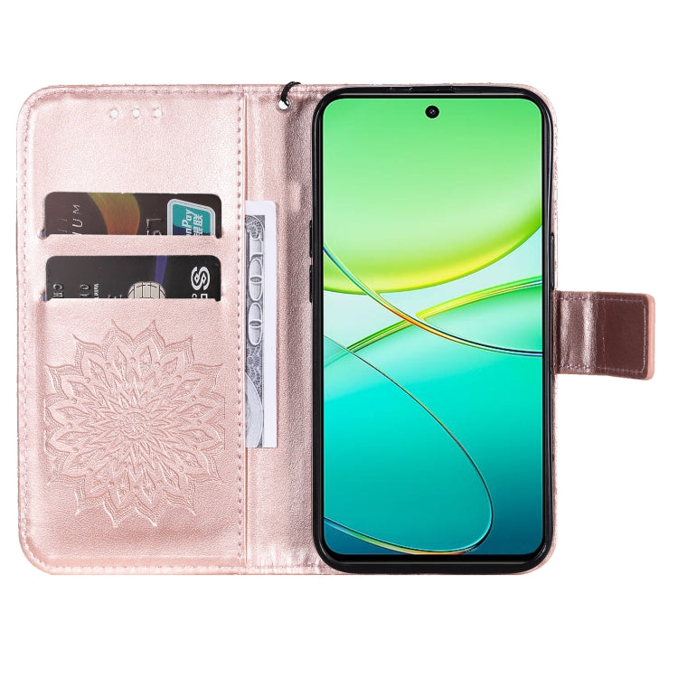 For vivo Y38 / Y200i / T3x Global Embossed Sunflower Pattern Flip Leather Phone Case