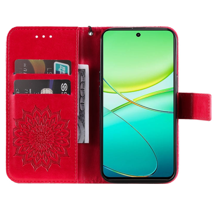 For vivo Y38 / Y200i / T3x Global Embossed Sunflower Pattern Flip Leather Phone Case