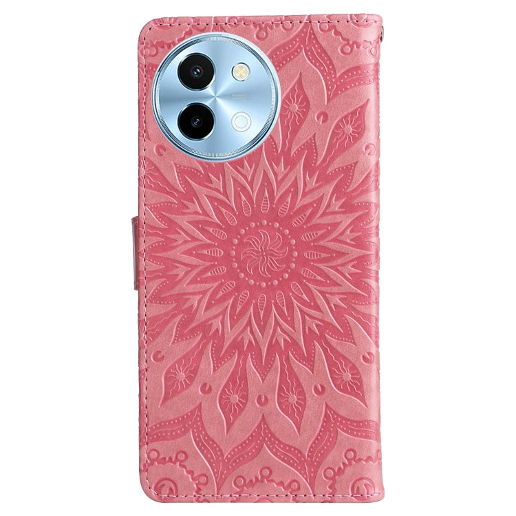 For vivo Y38 / Y200i / T3x Global Embossed Sunflower Pattern Flip Leather Phone Case