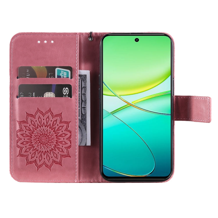 For vivo Y38 / Y200i / T3x Global Embossed Sunflower Pattern Flip Leather Phone Case