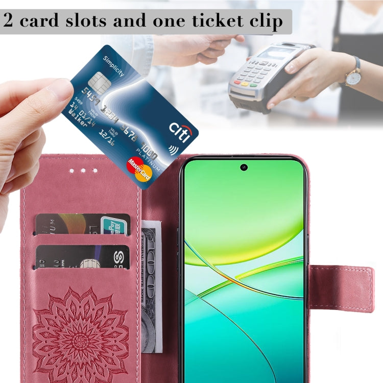 For vivo Y38 / Y200i / T3x Global Embossed Sunflower Pattern Flip Leather Phone Case