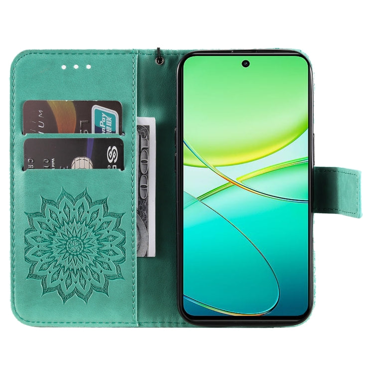 For vivo Y38 / Y200i / T3x Global Embossed Sunflower Pattern Flip Leather Phone Case