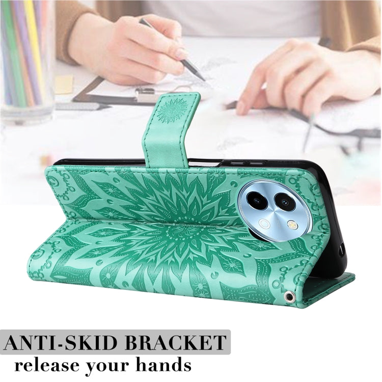 For vivo Y38 / Y200i / T3x Global Embossed Sunflower Pattern Flip Leather Phone Case