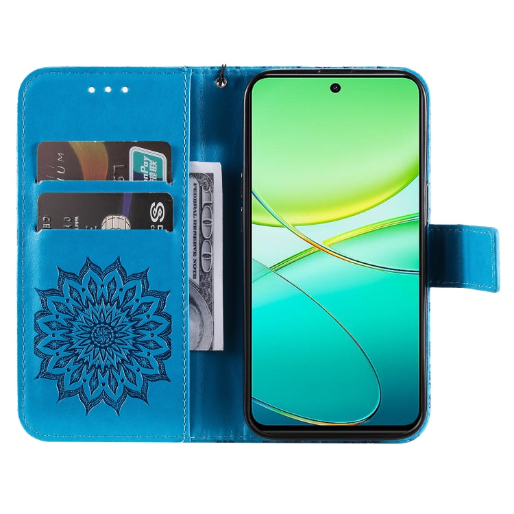 For vivo Y38 / Y200i / T3x Global Embossed Sunflower Pattern Flip Leather Phone Case