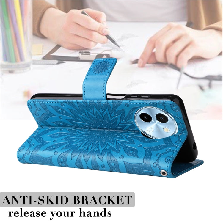 For vivo Y38 / Y200i / T3x Global Embossed Sunflower Pattern Flip Leather Phone Case