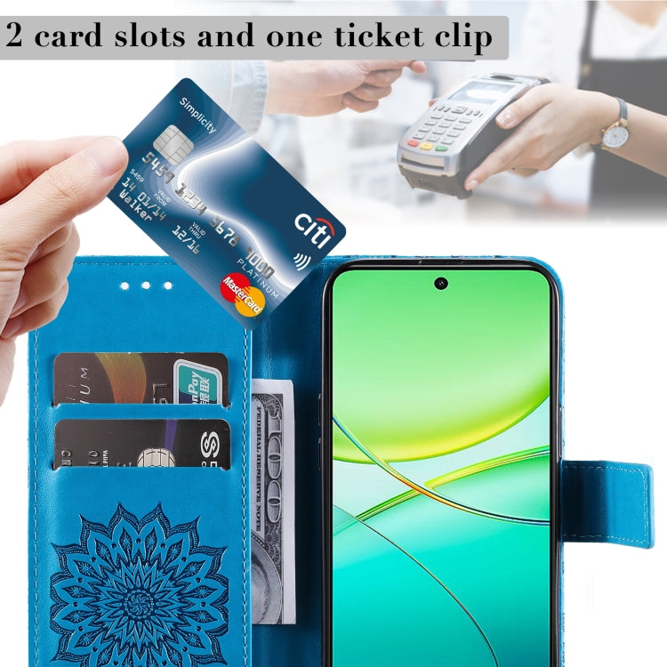For vivo Y38 / Y200i / T3x Global Embossed Sunflower Pattern Flip Leather Phone Case