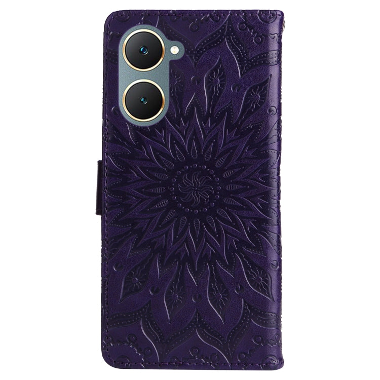For vivo Y03 4G Embossed Sunflower Pattern Flip Leather Phone Case