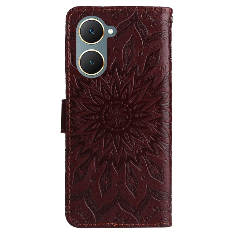 For vivo Y03 4G Embossed Sunflower Pattern Flip Leather Phone Case