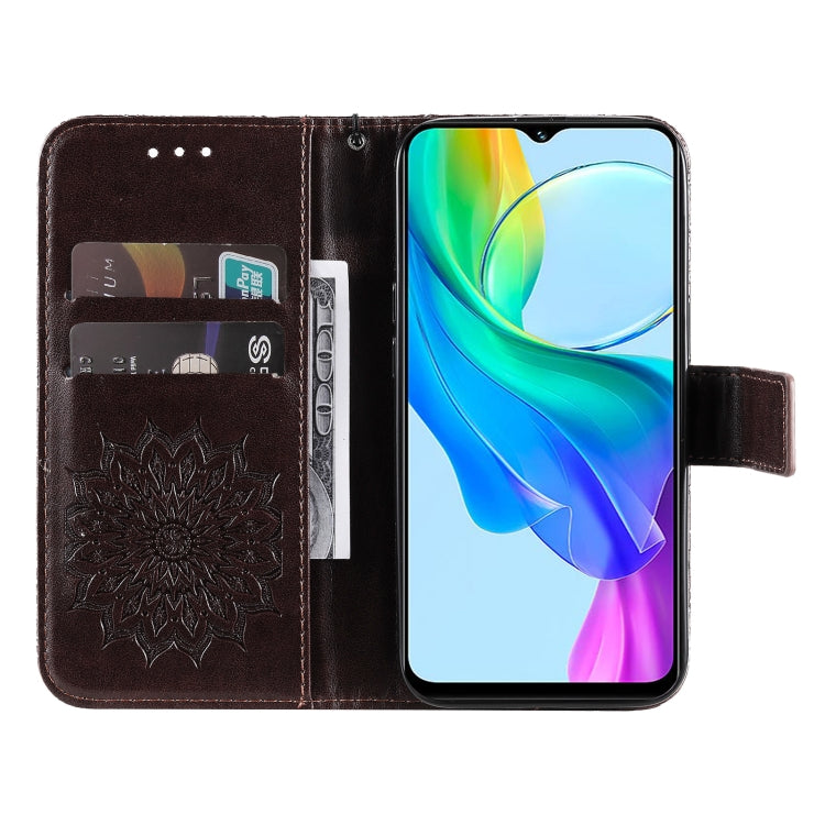 For vivo Y03 4G Embossed Sunflower Pattern Flip Leather Phone Case