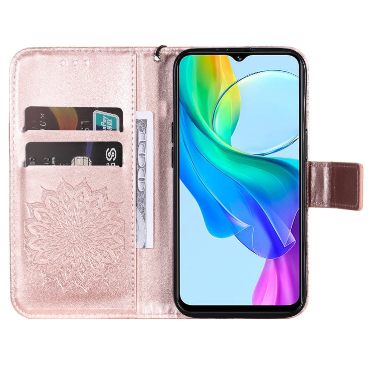 For vivo Y03 4G Embossed Sunflower Pattern Flip Leather Phone Case