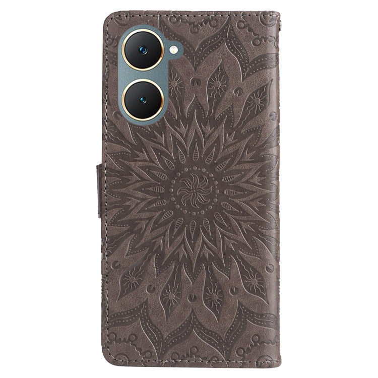 For vivo Y03 4G Embossed Sunflower Pattern Flip Leather Phone Case