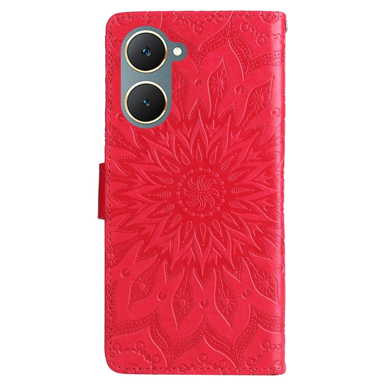 For vivo Y03 4G Embossed Sunflower Pattern Flip Leather Phone Case