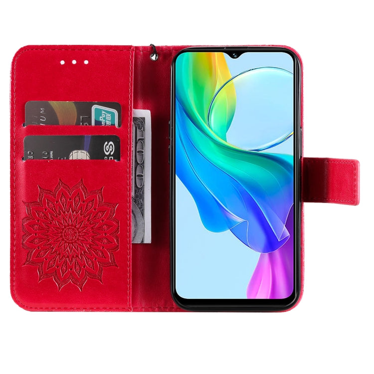 For vivo Y03 4G Embossed Sunflower Pattern Flip Leather Phone Case