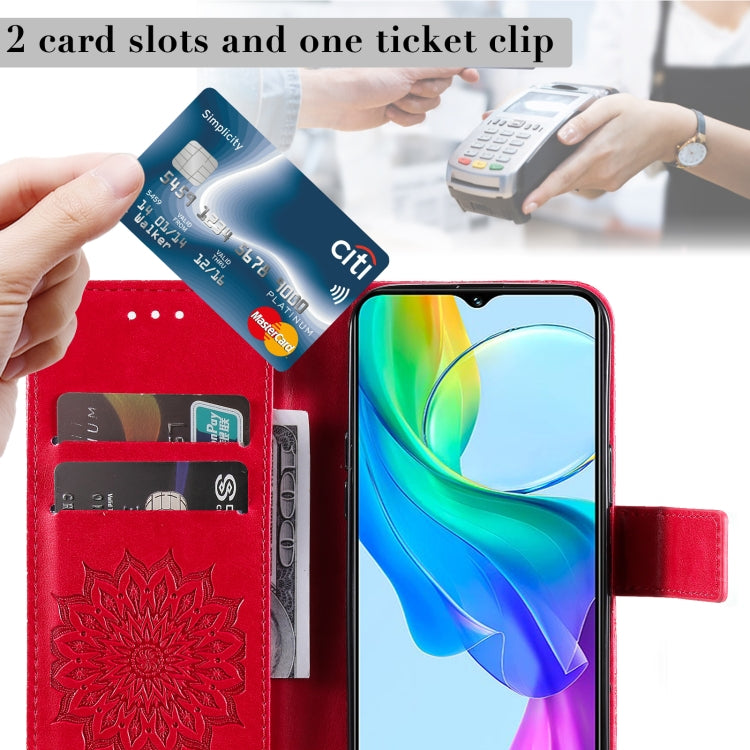 For vivo Y03 4G Embossed Sunflower Pattern Flip Leather Phone Case