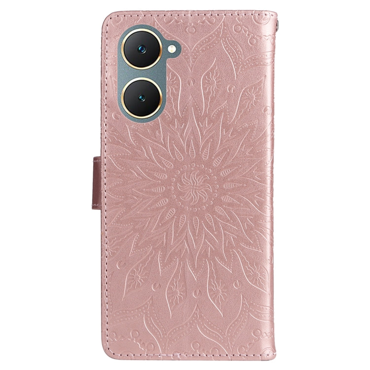 For vivo Y03 4G Embossed Sunflower Pattern Flip Leather Phone Case