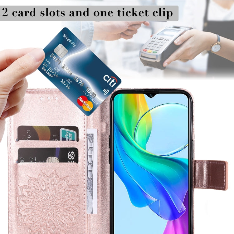 For vivo Y03 4G Embossed Sunflower Pattern Flip Leather Phone Case