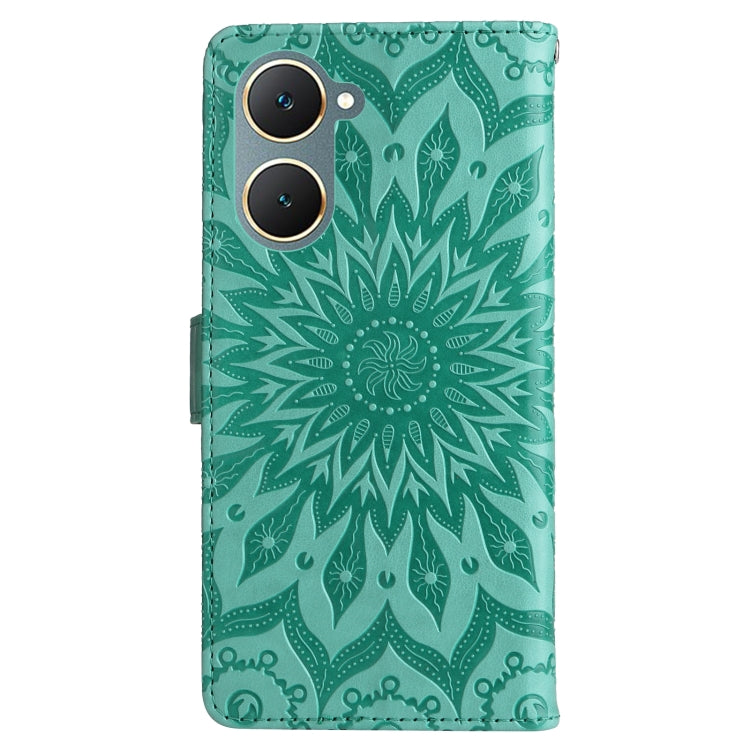 For vivo Y03 4G Embossed Sunflower Pattern Flip Leather Phone Case