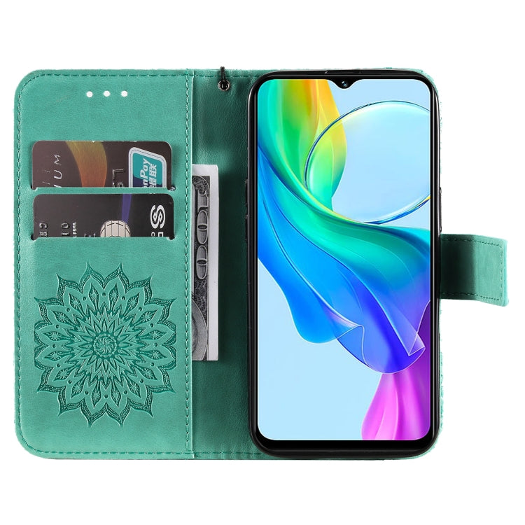 For vivo Y03 4G Embossed Sunflower Pattern Flip Leather Phone Case