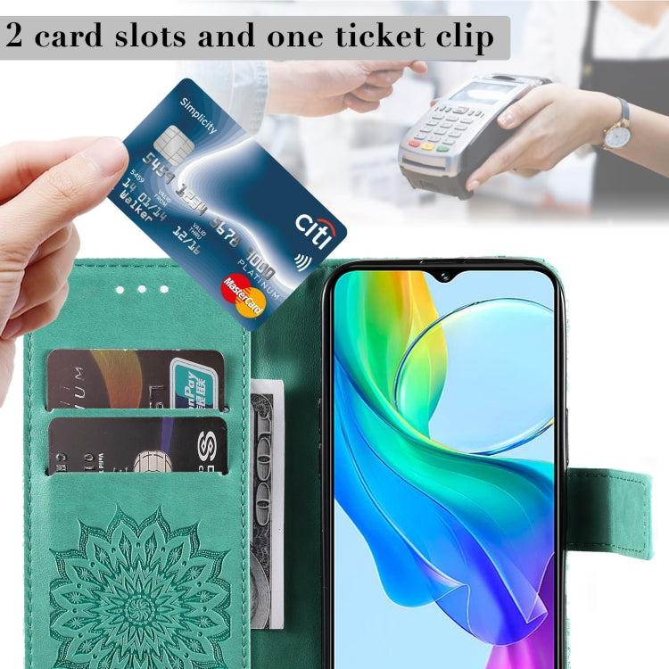 For vivo Y03 4G Embossed Sunflower Pattern Flip Leather Phone Case