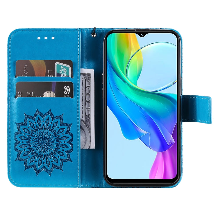 For vivo Y03 4G Embossed Sunflower Pattern Flip Leather Phone Case