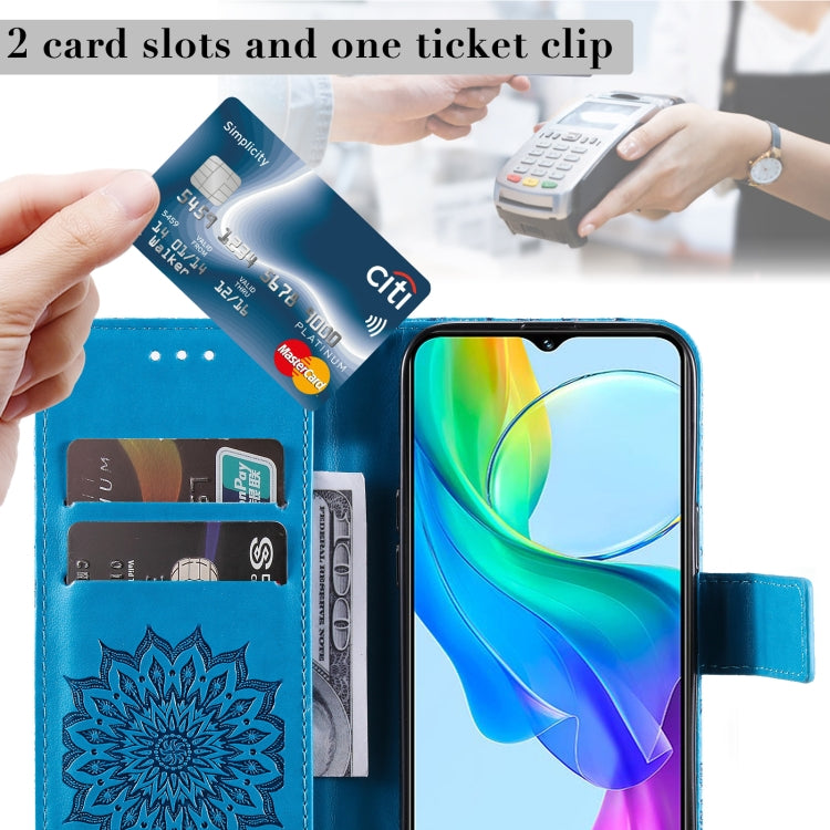 For vivo Y03 4G Embossed Sunflower Pattern Flip Leather Phone Case