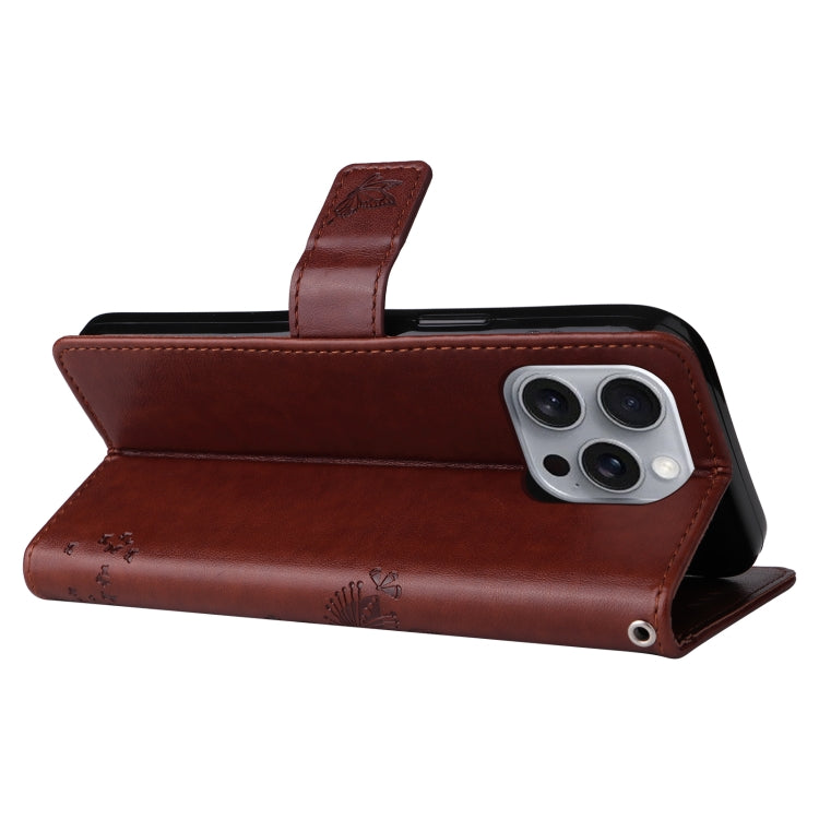 For iPhone 16 Pro Max Tree & Cat Embossed Pattern Flip Leather Phone Case