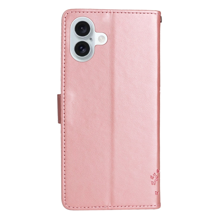 For iPhone 16 Plus Tree & Cat Embossed Pattern Flip Leather Phone Case