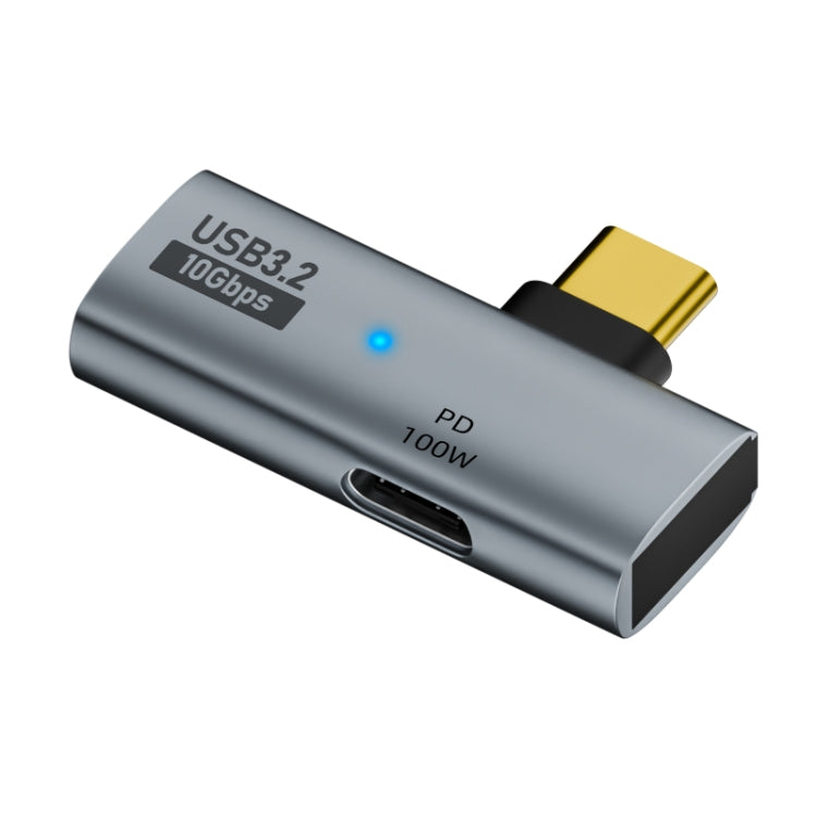 2 in 1 10Gbps PD 100W USB-C / Type-C Charging Side-bend Transfer Adapter