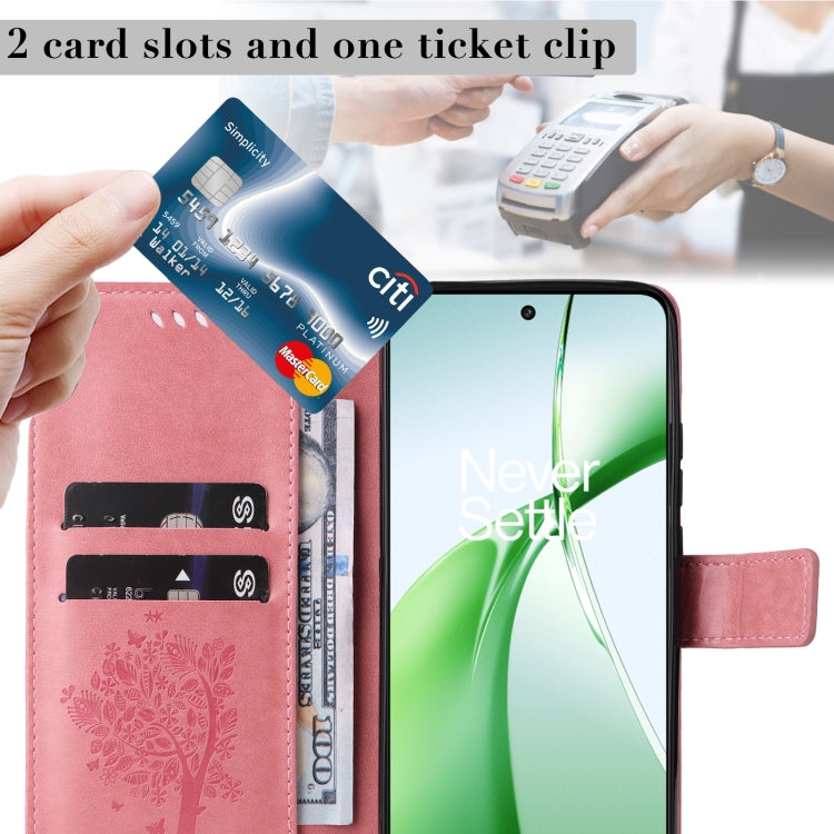 For OnePlus Nord CE4 Tree & Cat Embossed Pattern Flip Leather Phone Case