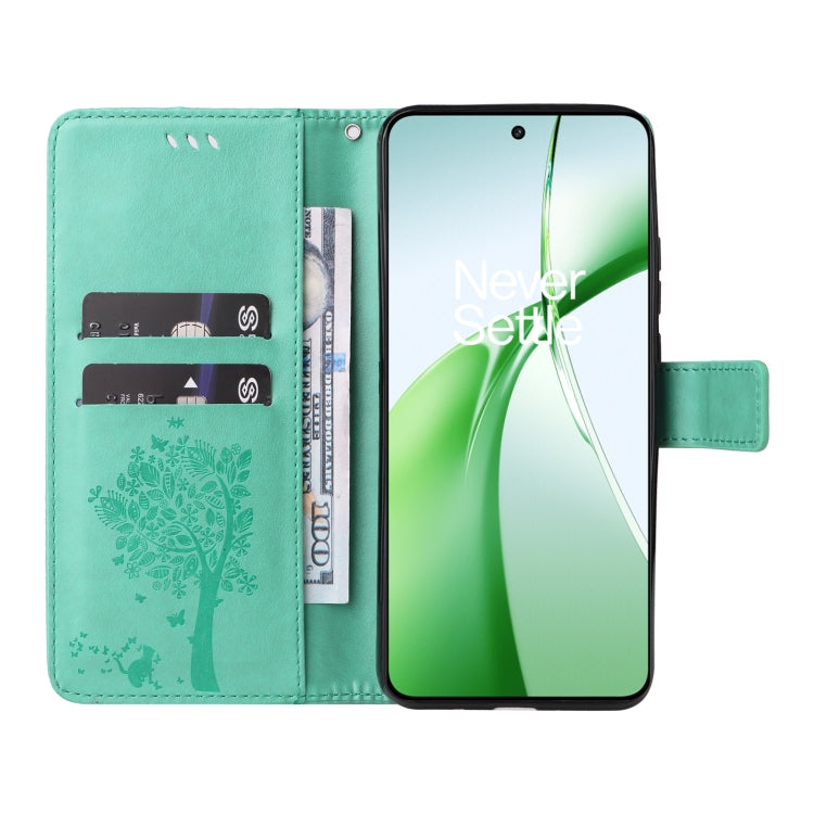For OnePlus Nord CE4 Tree & Cat Embossed Pattern Flip Leather Phone Case