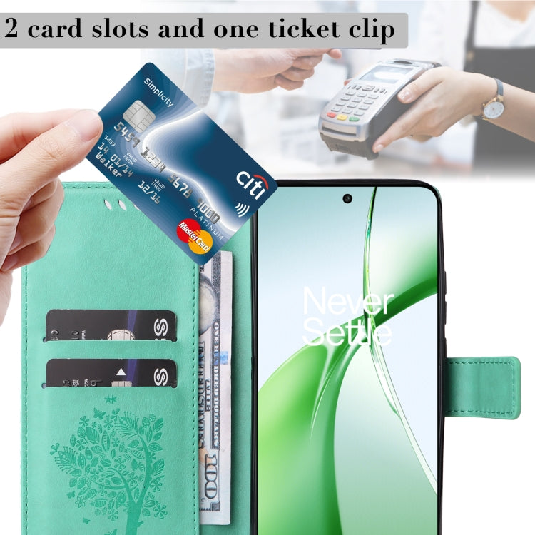 For OnePlus Nord CE4 Tree & Cat Embossed Pattern Flip Leather Phone Case